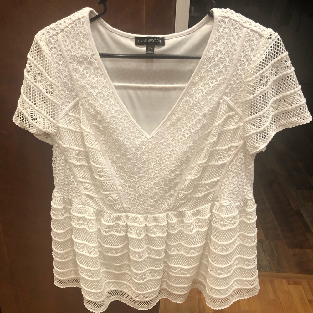 Lane Bryant white V-Neck Top